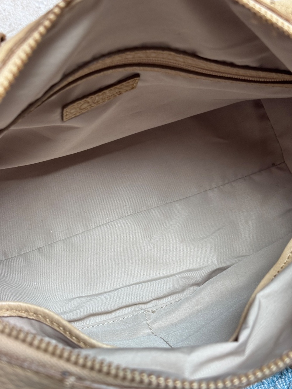 Cole Haan Jade Pebbled Leather Satchel Nude Beige Crossbody Shoulder Bag - Picture 7 of 15